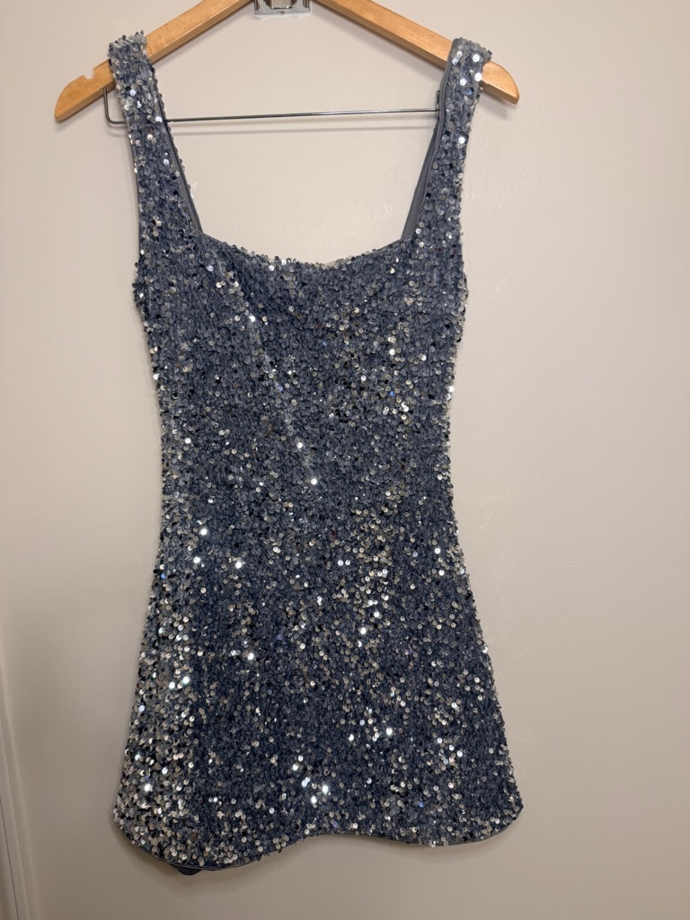 Princess Polly Silver-Blue Sequin Tank Mini Dress